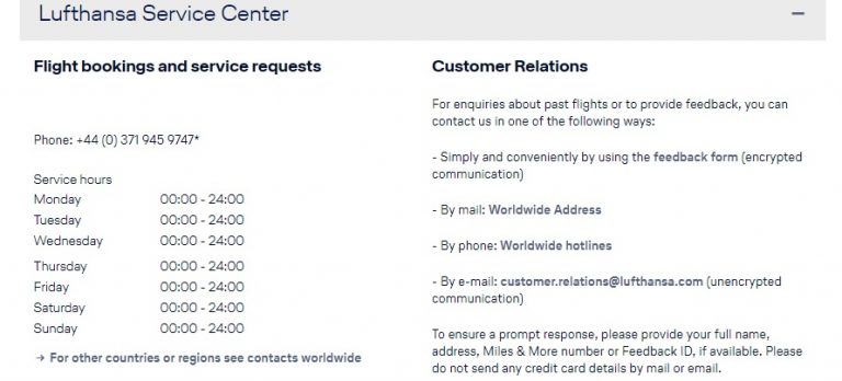 call lufthansa customer support